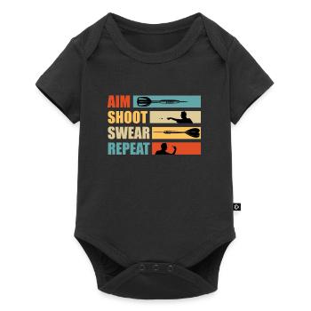 Darts Aim Shoot Swear Repeat Dart Zubehör Darts - Baby Premium Kurzarmbody - Schwarz - Vorne