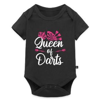 Queen of Darts Dart Zubehör Frauen in Dart - Baby Premium Kurzarmbody - Schwarz - Vorne