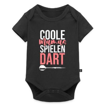 Coole Mamas Dart Damen Darts Zubehör spielen Dart - Baby Premium Kurzarmbody - Schwarz - Vorne