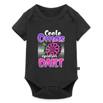 Coole Omas spielen Dart Frauen Darts Zubehör Dart - Baby Premium Kurzarmbody - Schwarz - Vorne