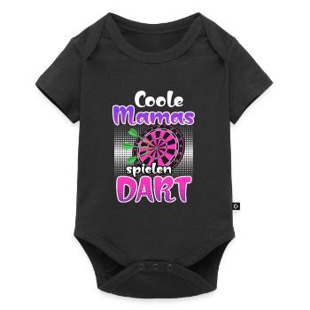 Coole Mamas spielen Dart Frauen Darts Zubehör Dart - Baby Premium Kurzarmbody - Schwarz - Vorne