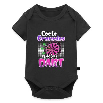 Coole Omas spielen Dart Frauen Darts Zubehör Dart - Baby Premium Kurzarmbody - Schwarz - Vorne