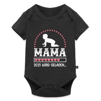 Mama 2023 loading Mutter schwanger Mädchen Mama - Baby Premium Kurzarmbody - Schwarz - Vorne