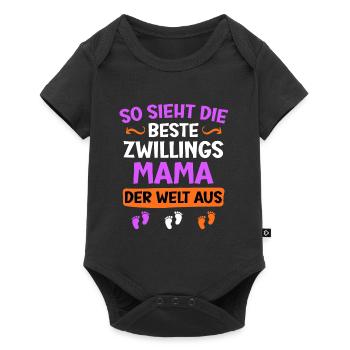 Zwillingsmama Mutter von Zwillinge Schwangere Mama - Baby Premium Kurzarmbody - Schwarz - Vorne