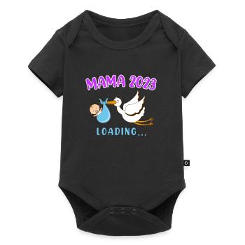Mom 2023 Rattle Stork Baby Stork Pregnant Mom - Baby Premium short-sleeve bodysuit - black - Front