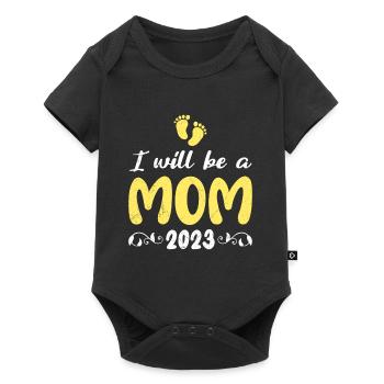 Grossesse Enceinte d’un enfant 2023 Bébé Maman - Body à manches courtes Premium Bébé - noir - Devant