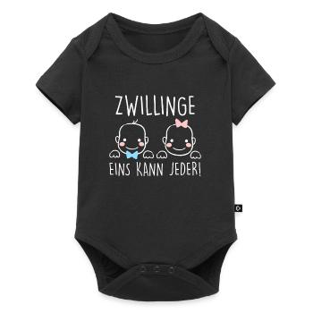 Zwillingseltern Geschwister Mama Papa Zwillinge - Baby Premium Kurzarmbody - Schwarz - Vorne