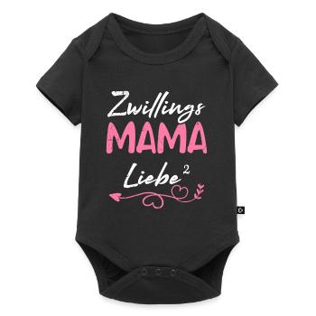 Zwillinge Baby Liebe hoch 2 Mutter werden Mama - Baby Premium Kurzarmbody - Schwarz - Vorne