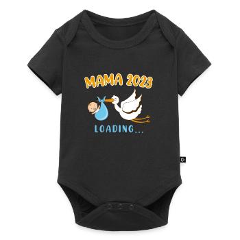 Mom 2023 Rattle Stork Baby Stork Pregnant Mom - Baby Premium short-sleeve bodysuit - black - Front