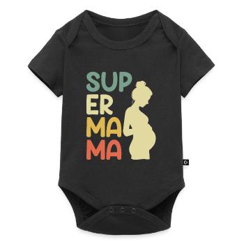 Super Mama schwanger Beste Mutter Kind - Baby Premium Kurzarmbody - Schwarz - Vorne