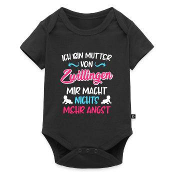 Mutter von Zwillingen Liebe hoch 2 schwangere Mama - Baby Premium Kurzarmbody - Schwarz - Vorne