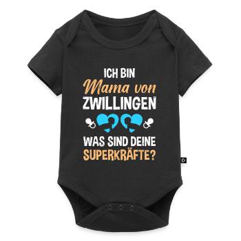 Zwillingsmama Mutter von Zwillinge Jungen Mama - Baby Premium Kurzarmbody - Schwarz - Vorne