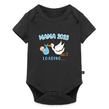 Mom 2023 Rattle Stork Baby Stork Pregnant Mom - Baby Premium short-sleeve bodysuit - black - Front