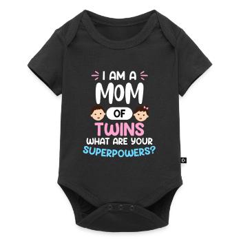 Twin Mom Mother of Twins Super Mama - Baby Premium short-sleeve bodysuit - black - Front
