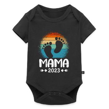 Mama 2023 Mutter schwanger werden Schwangerschaft - Baby Premium Kurzarmbody - Schwarz - Vorne