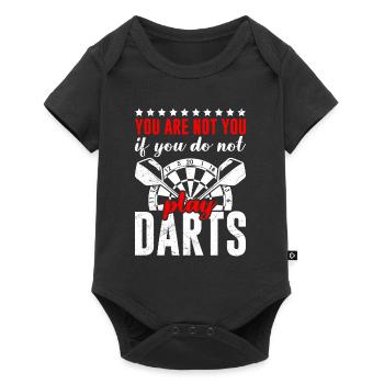 Drôle de joueur de fléchettes disant fléchettes - Body à manches courtes Premium Bébé - noir - Devant