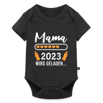Mama 2023 loading Mutter Schwangerschaft Mama - Baby Premium Kurzarmbody - Schwarz - Vorne