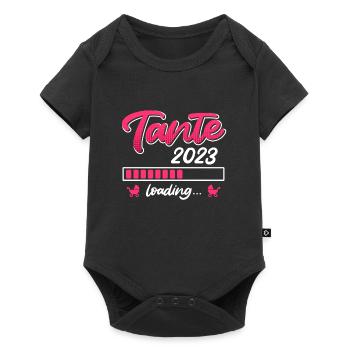 Tante 2023 wird geladen Patentante bald Tante - Baby Premium Kurzarmbody - Schwarz - Vorne
