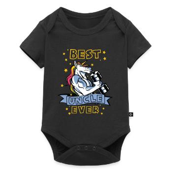 Best Uncle ever Bodybuilder Uncle Unicorn Uncle - Baby Premium short-sleeve bodysuit - black - Front