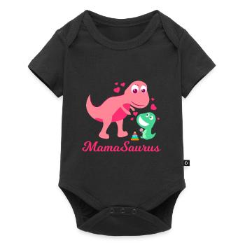 Mama Saurus werdende Mama Muttertag - Baby Premium Kurzarmbody - Schwarz - Vorne