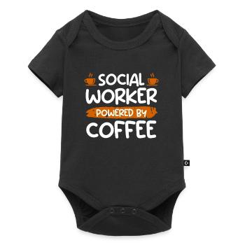 Powered by coffee cup social worker - Baby Premium short-sleeve bodysuit - black - Front