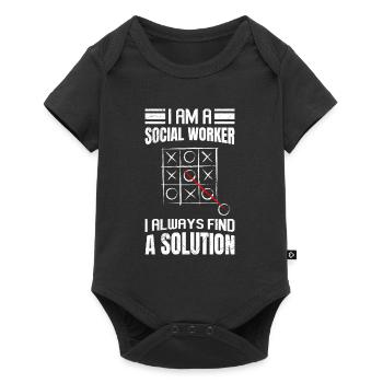 I always find a solution I am a social worker - Baby Premium short-sleeve bodysuit - black - Front