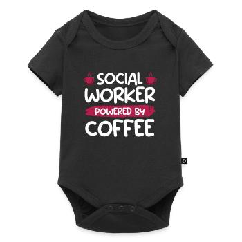 Powered by coffee cup social worker - Baby Premium short-sleeve bodysuit - black - Front