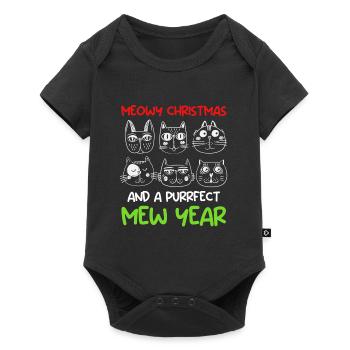 Miaou de Noël et un chat purrfect année - Body à manches courtes Premium Bébé - noir - Devant
