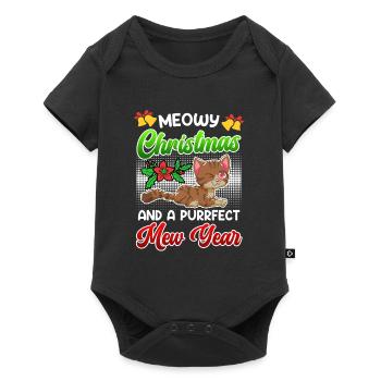 Miaou de Noël et une année purrfect - Body à manches courtes Premium Bébé - noir - Devant