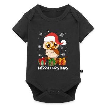 Joyeux Noël Hibou Noël - Body à manches courtes Premium Bébé - noir - Devant