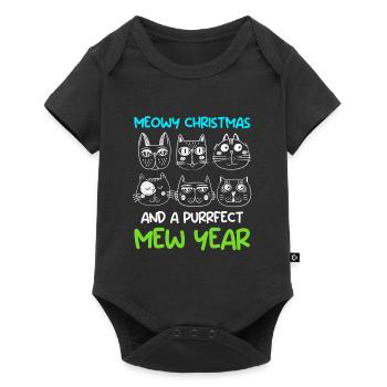 Miaou de Noël et un chat purrfect année - Body à manches courtes Premium Bébé - noir - Devant