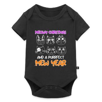 Miaou de Noël et un chat purrfect année - Body à manches courtes Premium Bébé - noir - Devant