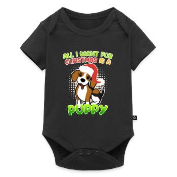 Je veux un chiot pour Noël Chien Puppy Beagle - Body à manches courtes Premium Bébé - noir - Devant