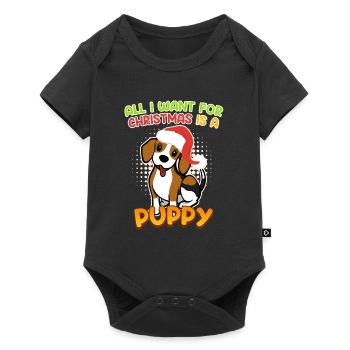 Je veux un chiot pour Noël Chien Puppy Beagle - Body à manches courtes Premium Bébé - noir - Devant