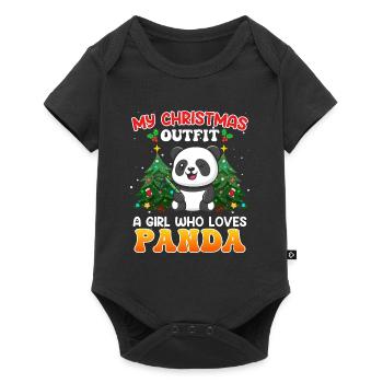 Christmas outfit girl who loves pandas Panda - Baby Premium short-sleeve bodysuit - black - Front