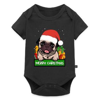 Pug Dog Propriétaire de chien Joyeux Noël - Body à manches courtes Premium Bébé - noir - Devant