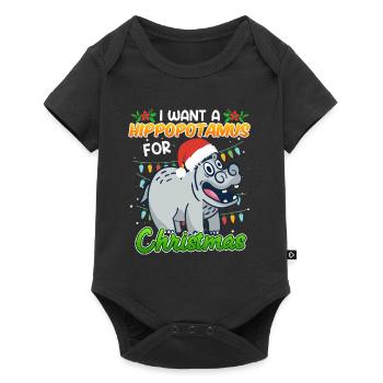 I want a Hippotmus for Christmas - Baby Premium short-sleeve bodysuit - black - Front