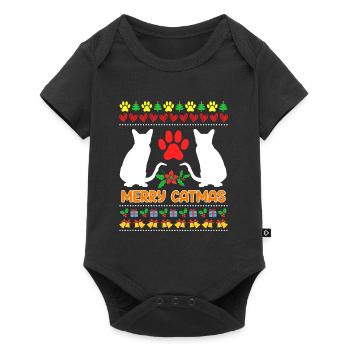 Chats de Noël moches - Body à manches courtes Premium Bébé - noir - Devant