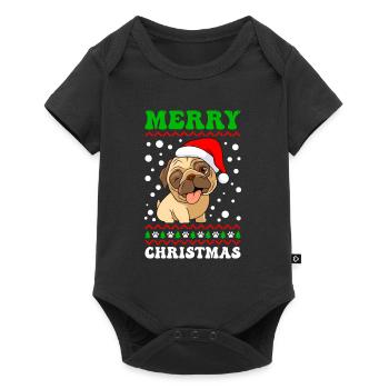 Joyeux Noël chien carlin chien propriétaire carlin - Body à manches courtes Premium Bébé - noir - Devant