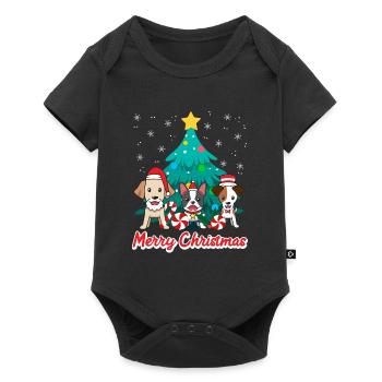 Chiens Noël Joyeux Noël Propriétaires de chiens - Body à manches courtes Premium Bébé - noir - Devant