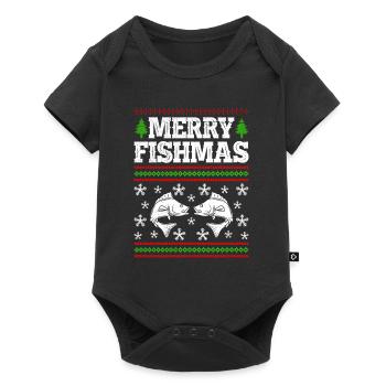 Joyeux pêcheur Angler Ange de Noël - Body à manches courtes Premium Bébé - noir - Devant
