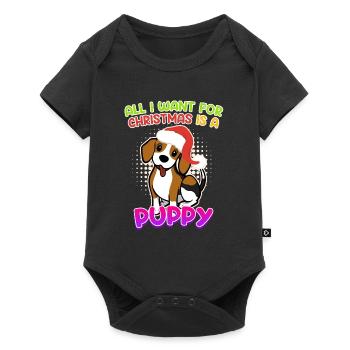 Je veux un chiot pour Noël Chien Puppy Beagle - Body à manches courtes Premium Bébé - noir - Devant