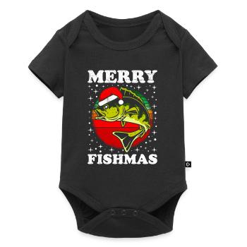 Joyeux pêcheur Angler Ange de Noël - Body à manches courtes Premium Bébé - noir - Devant