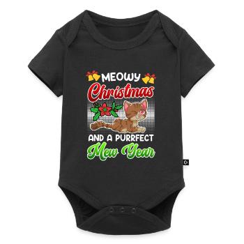 Miaou de Noël et une année purrfect - Body à manches courtes Premium Bébé - noir - Devant