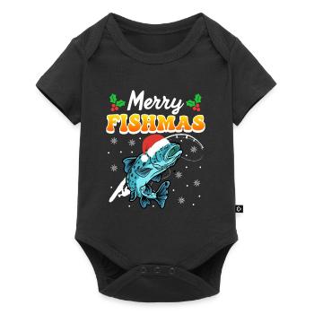 Joyeux pêcheur Angler Ange de Noël - Body à manches courtes Premium Bébé - noir - Devant