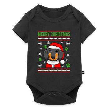 Merry Christmas dog owner badger - Baby Premium short-sleeve bodysuit - black - Front