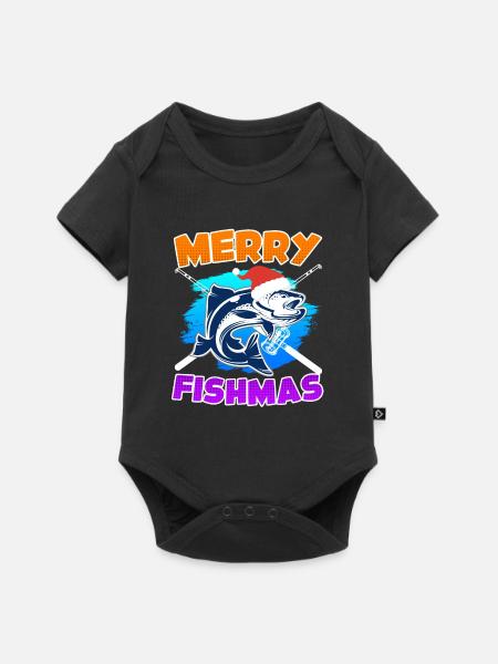 Merry Fishmas Fishing - Baby Premium Kurzarmbody - Schwarz