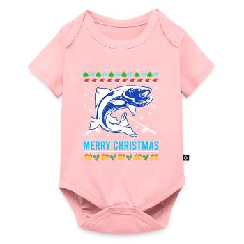 Joyeux poisson de Noël moche - Body à manches courtes Premium Bébé - rose - Devant