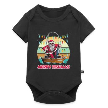 Joyeux Fishmas Nikolaus Angler Angel - Body à manches courtes Premium Bébé - noir - Devant