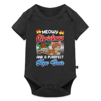 Miaou de Noël et une année purrfect - Body à manches courtes Premium Bébé - noir - Devant